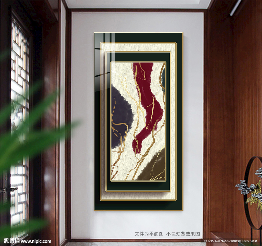 抽象金箔线条装饰画