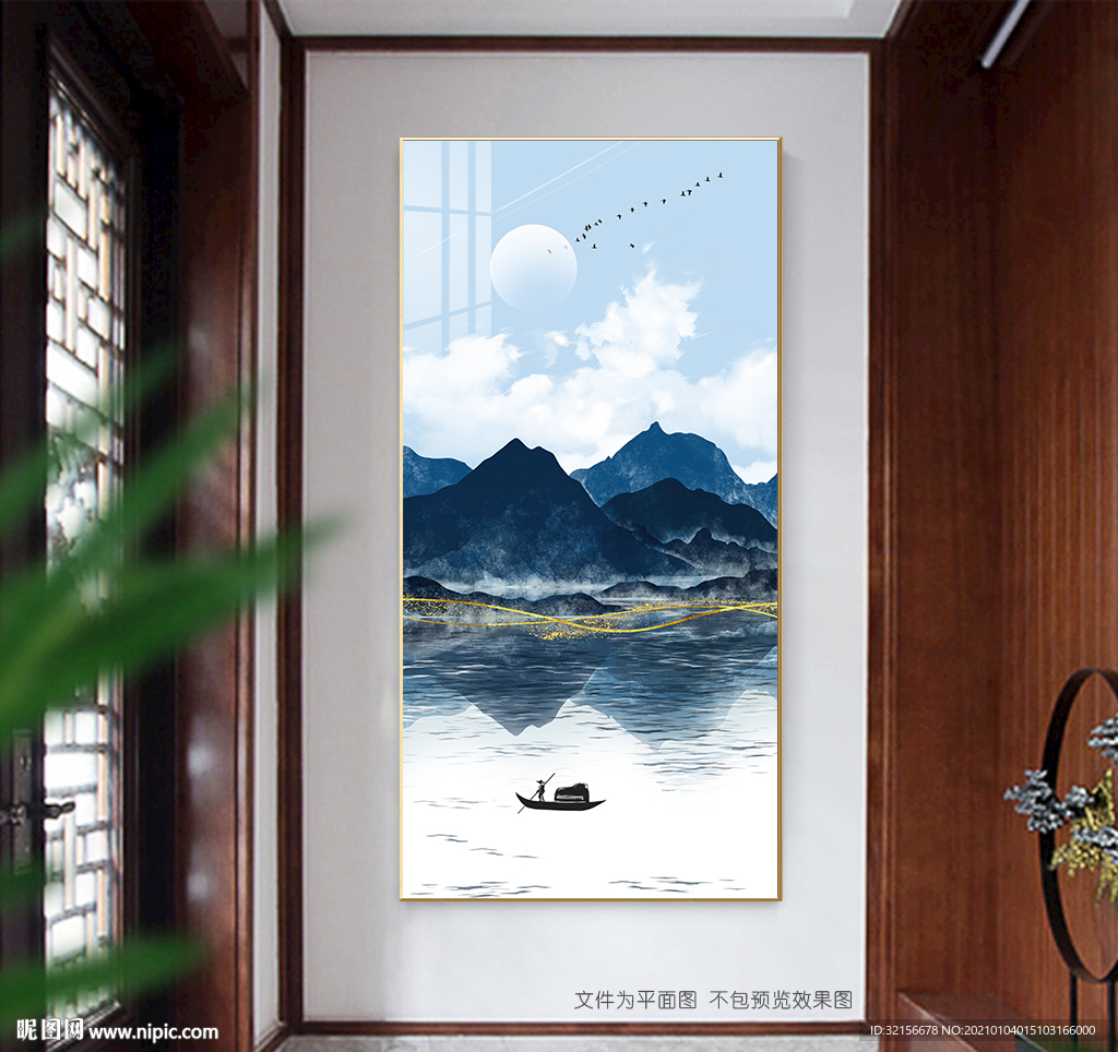 意境水墨山水玄关装饰画