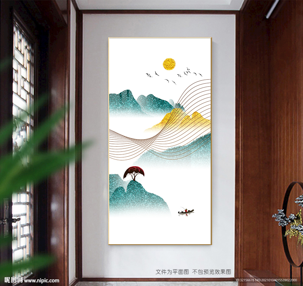 意境水墨山水玄关装饰画