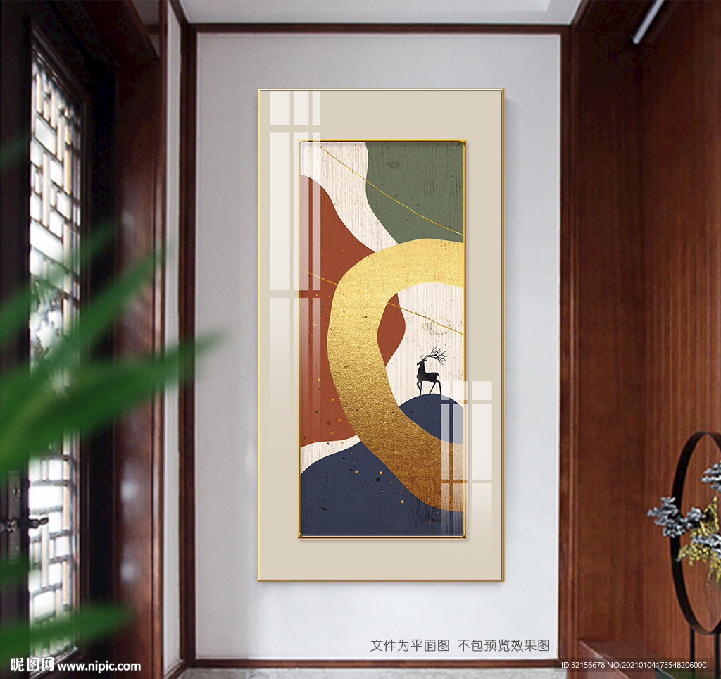 抽象金箔线条装饰画