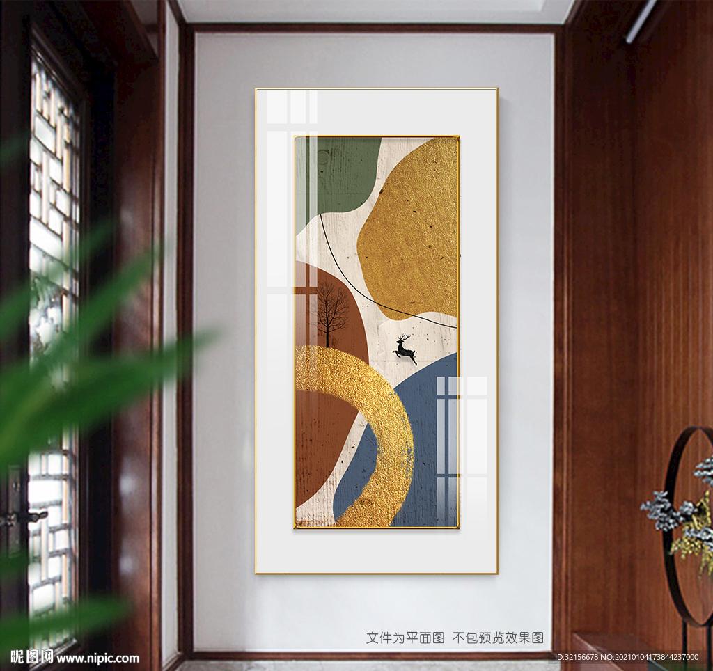 抽象金箔线条装饰画