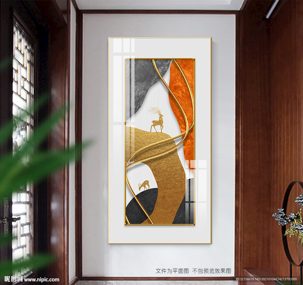 抽象金箔线条装饰画