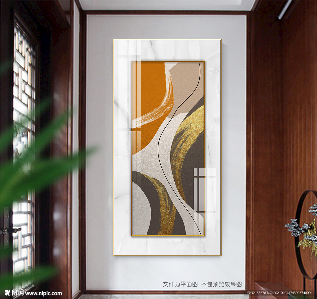 抽象金箔线条装饰画