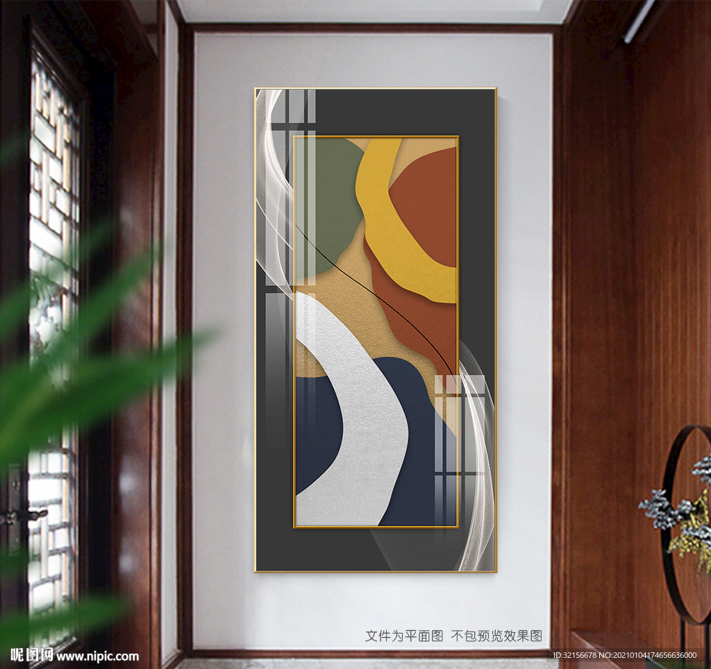 抽象金箔线条装饰画