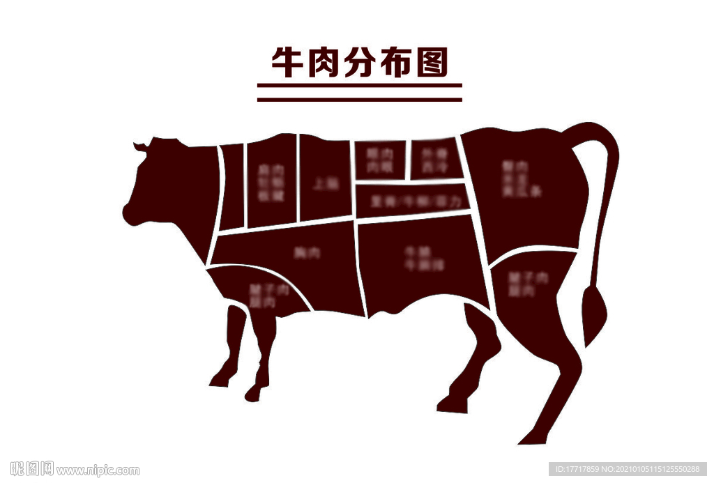 矢量牛肉块状分布图