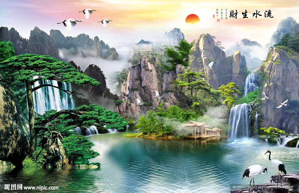 山水画水墨山水画 意境山水画