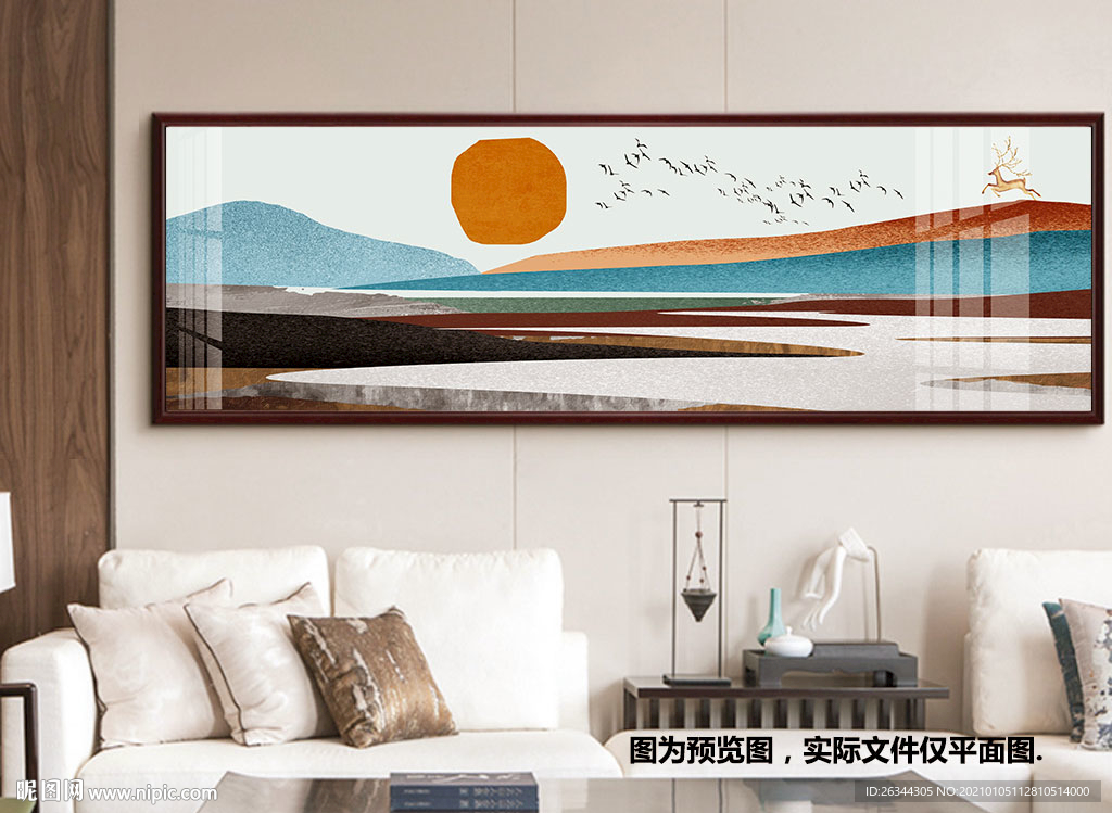 抽象风景床头画