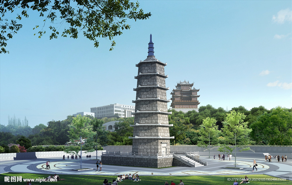 古塔景观效果图