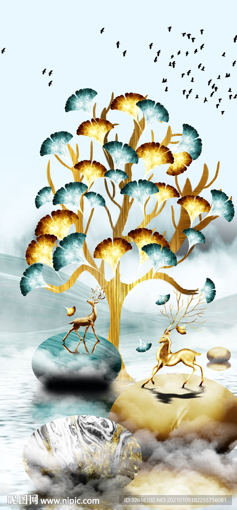 发财树 金色玄关