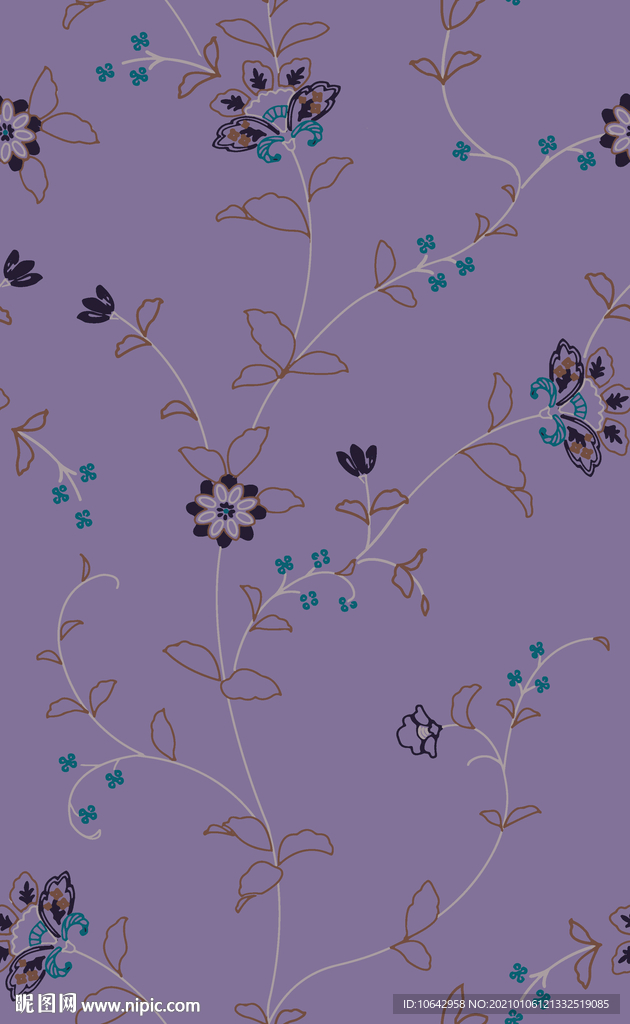 古典小花朵绣花图案