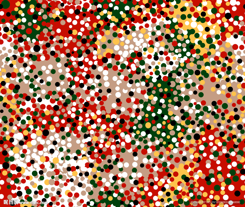 色块满底彩色波点花