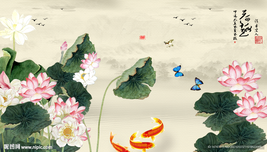 国画荷花