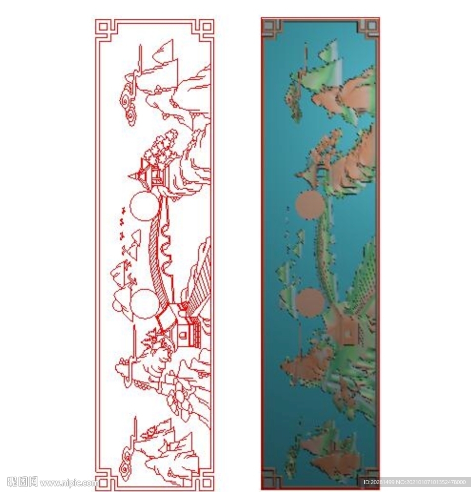 山水风景精雕图