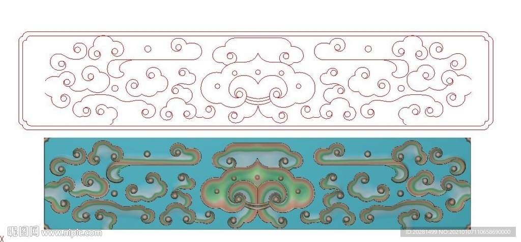 祥云写字台精雕图