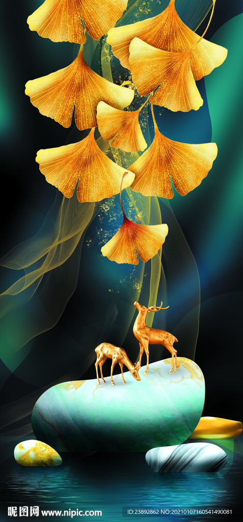 装饰画 鹿 玄关