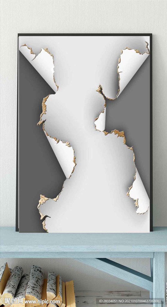 现代北欧黑白立体纸艺装饰画