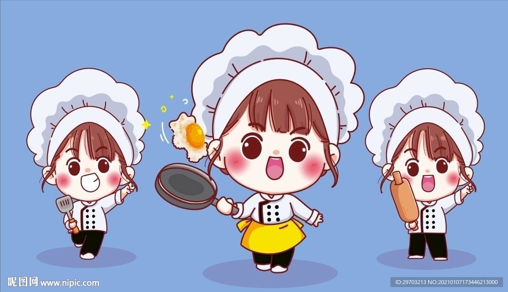 卡通美女厨师
