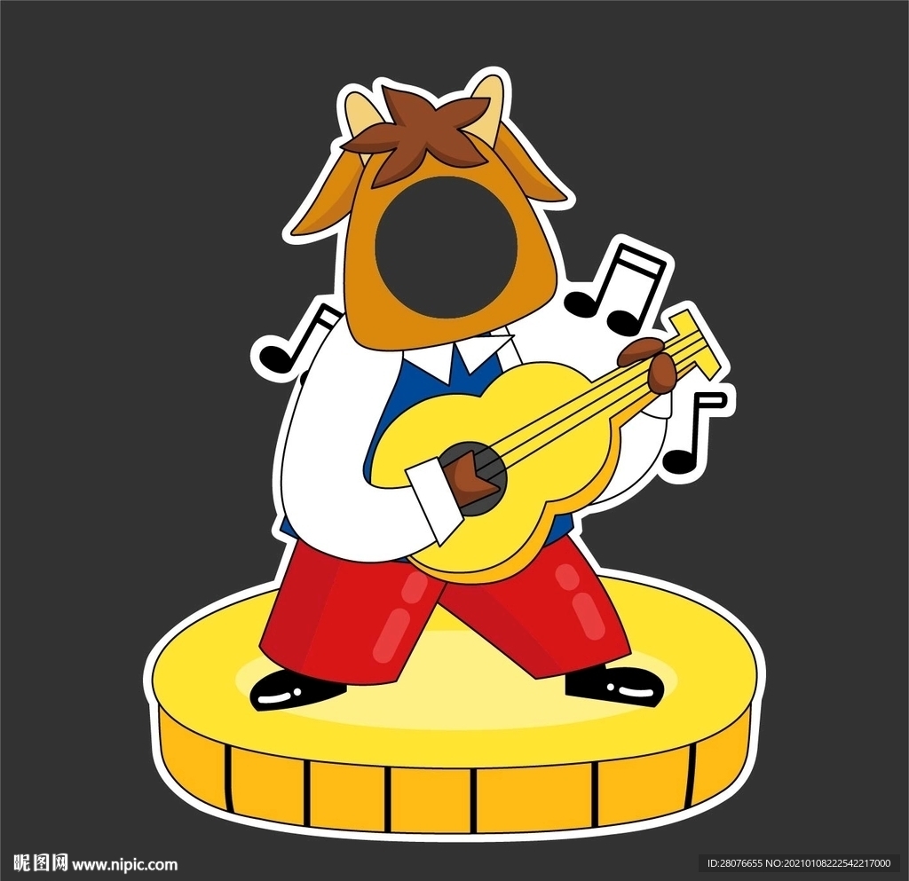 弹琴牛 卡通牛 牛形象