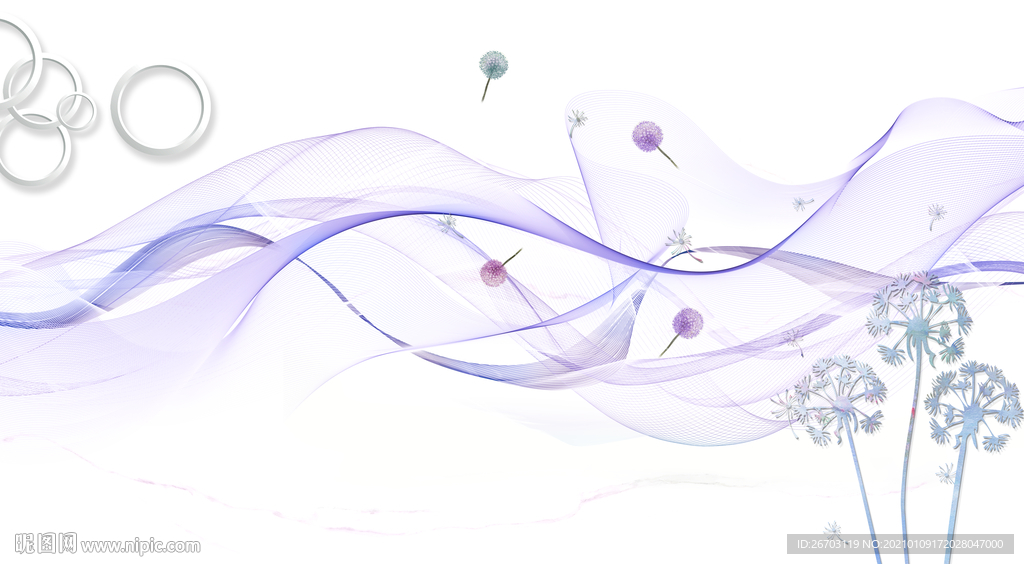 新款现代抽象意境山水曲线背景墙