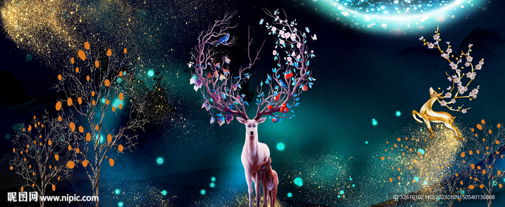 梦幻梅花鹿