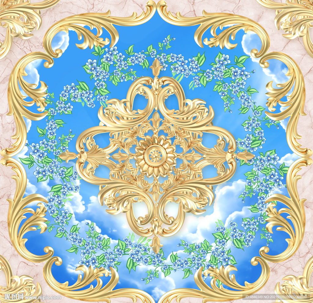 金色浮雕大理石吊顶