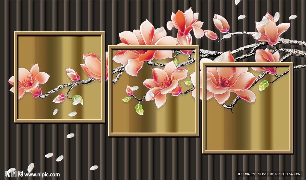 梅花新中式彩雕背景墙