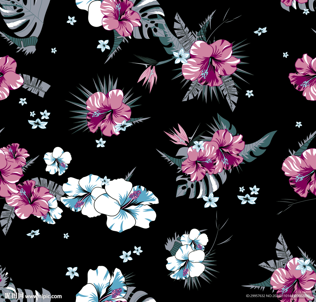 大牌 热带手绘花