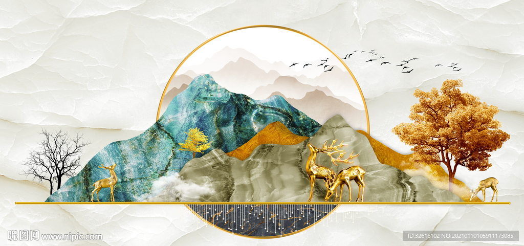 麋鹿晶瓷画