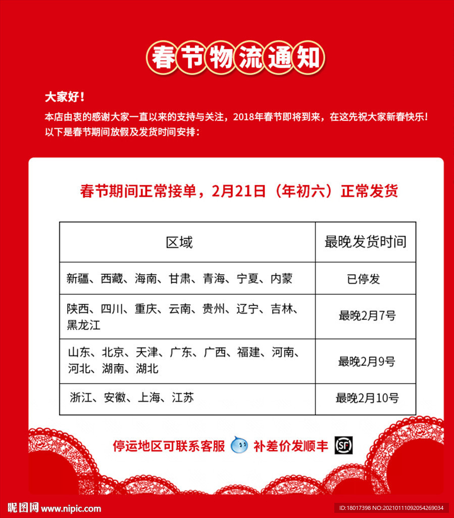 电商详情页物流放假通知