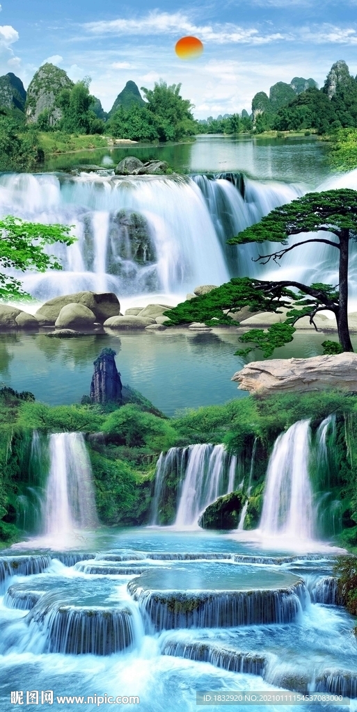山水竖幅