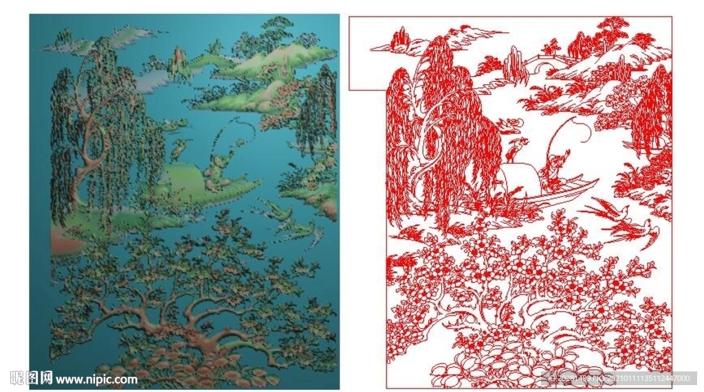 桃花精雕图