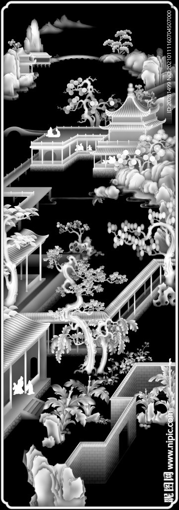 山水灰度图