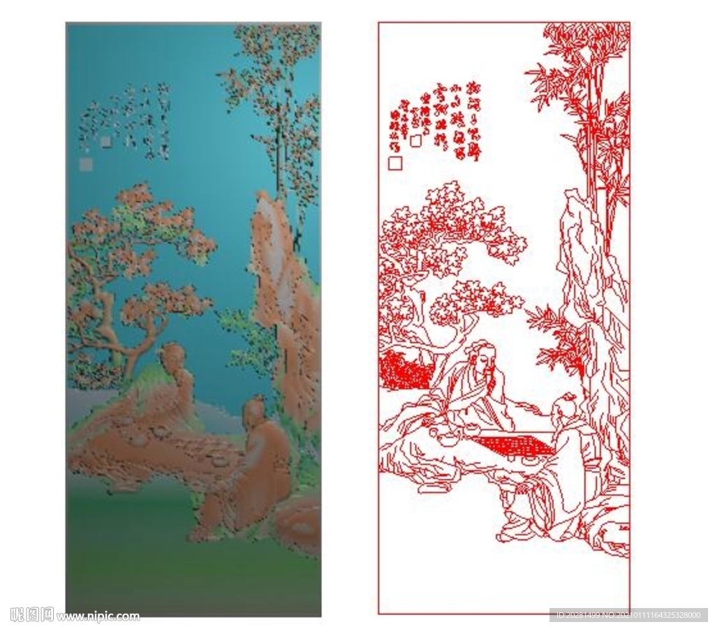 下棋精雕图