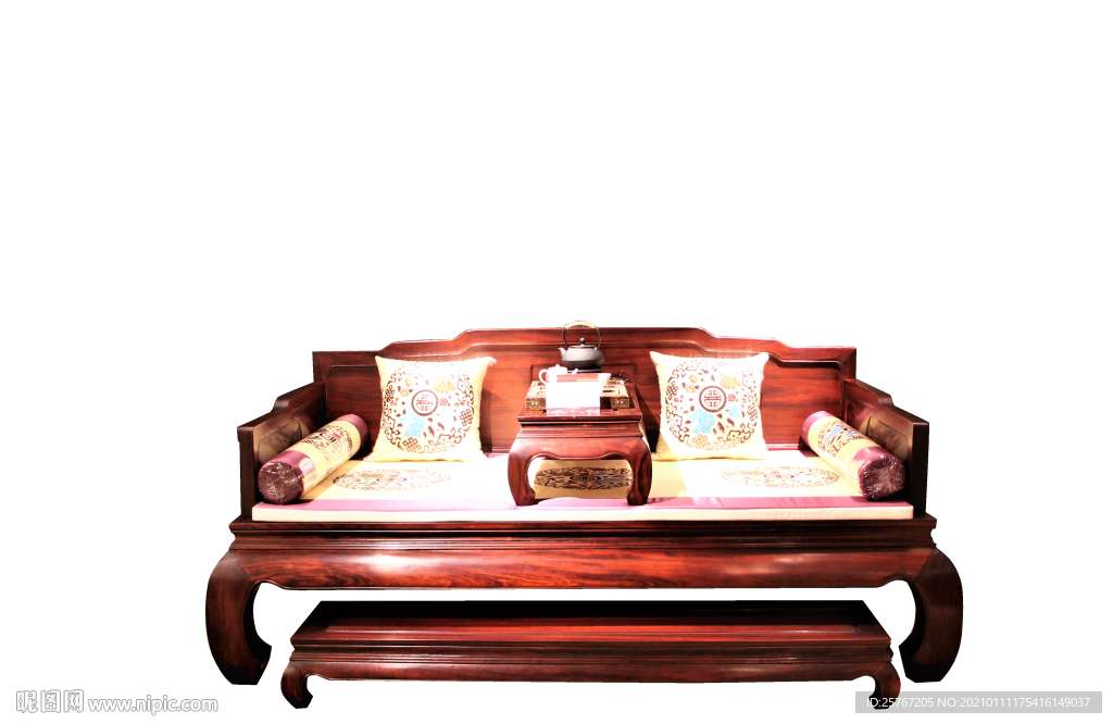 罗汉床红木家具抠图古典家具