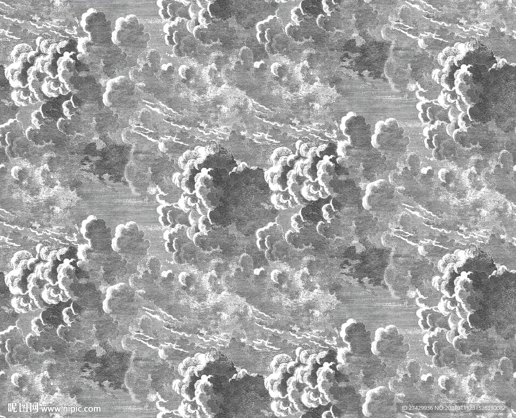 云雾抽象黑白立体装饰画背景墙