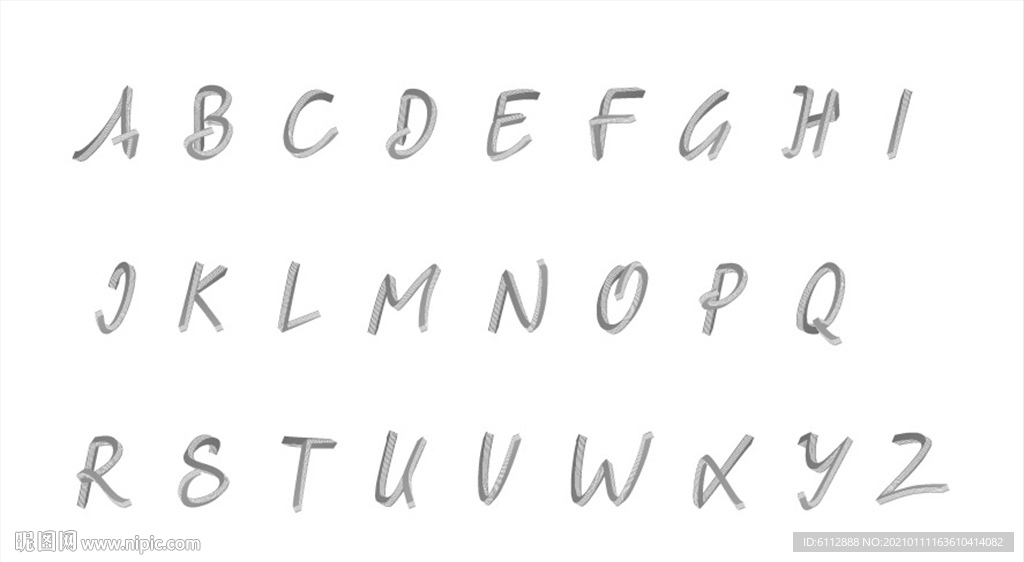 英文 大写 灰色 个性字母