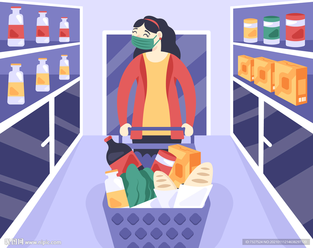 超市购物佩戴口罩