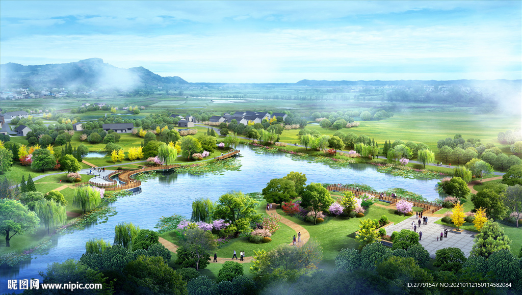 乡村公园景观设计鸟瞰图