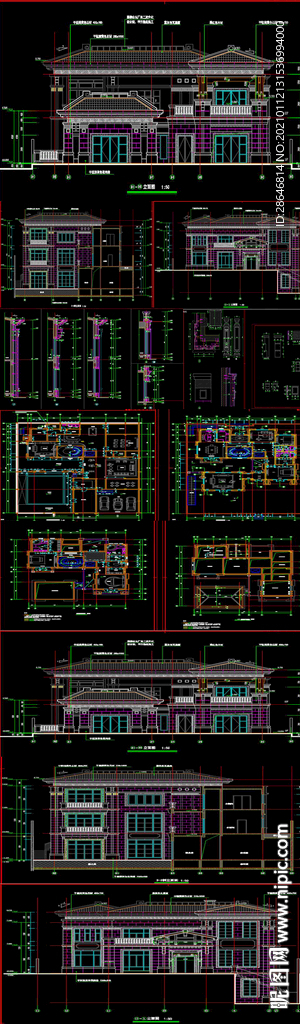 新中式别墅CAD施工图