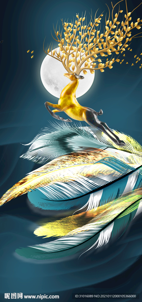 轻奢麋鹿装饰画