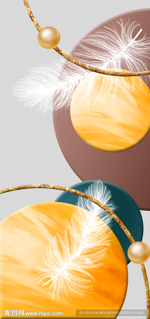 几何羽毛玄关背景墙