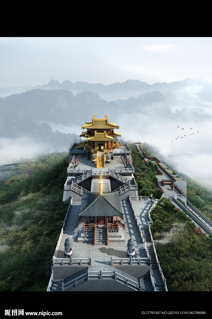 古建寺庙规划设计效果图