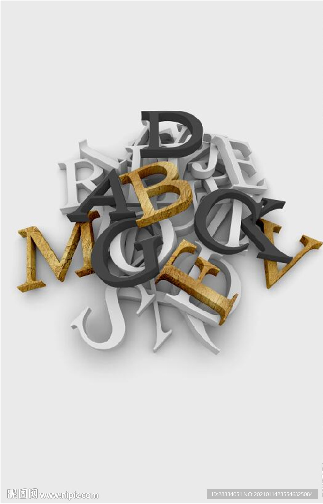 现代北欧极简金色字母玄关装饰画