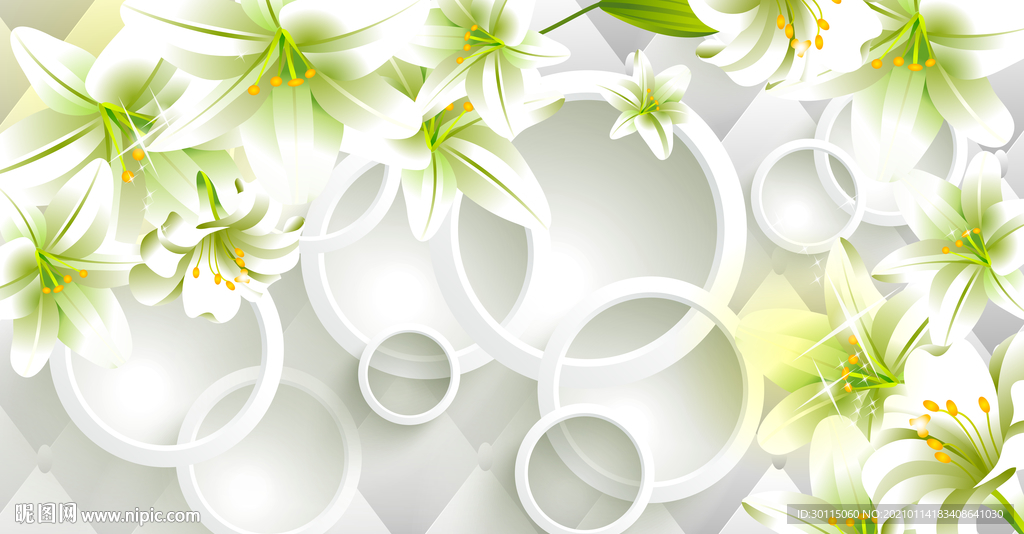 简约现代百合花背景