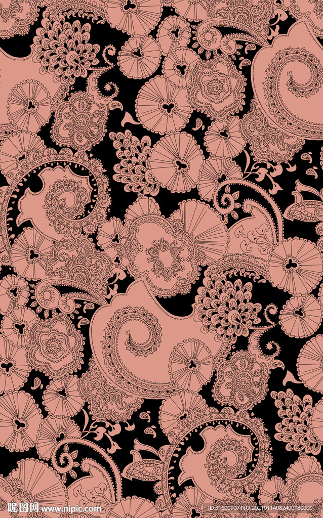 单色简笔小碎花