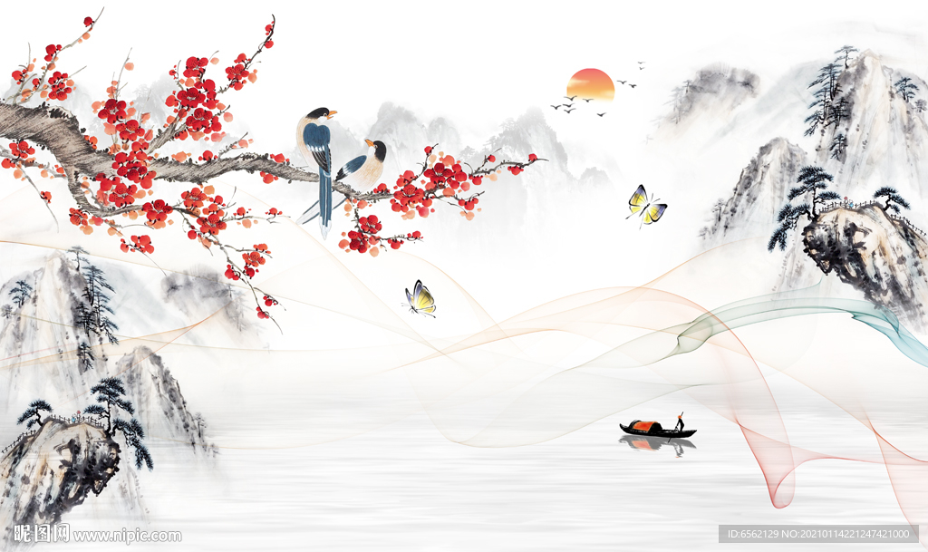 喜上眉梢背景墙