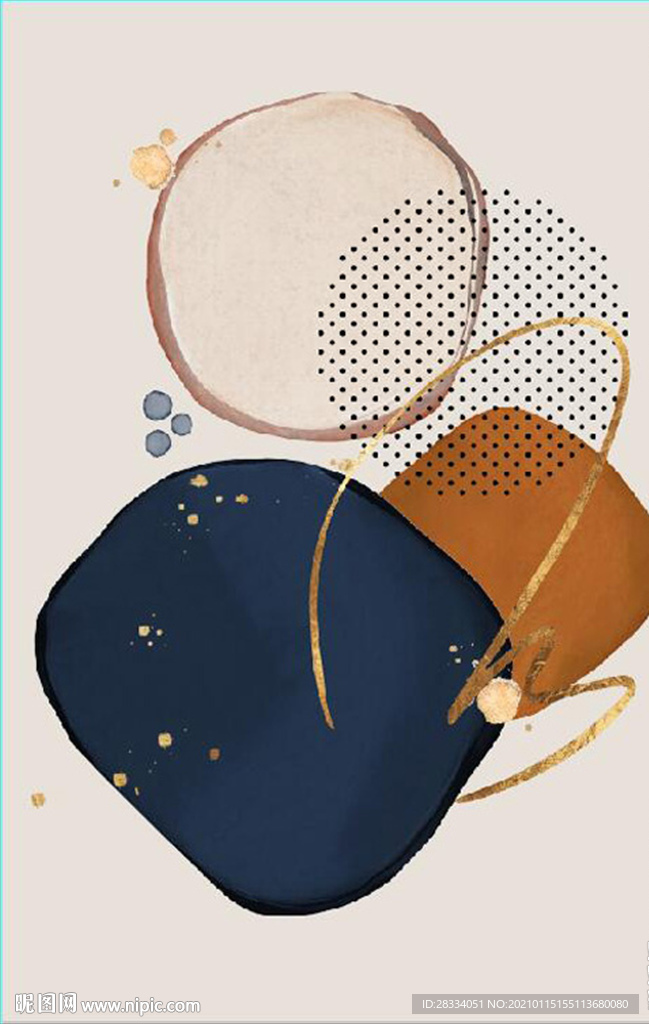 现代北欧抽象几何油画玄关装饰画