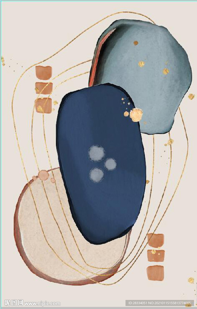 现代北欧抽象几何油画玄关装饰画