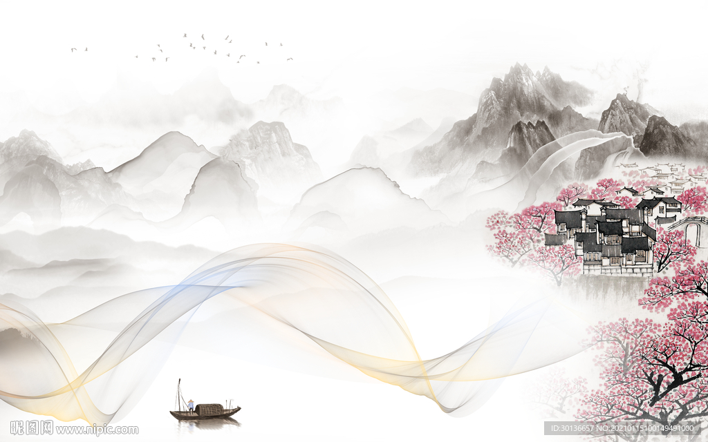 江南中式意境山水 TIF分层