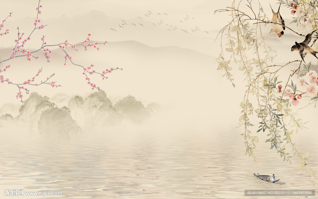 国画中式意境山水 TIF分层